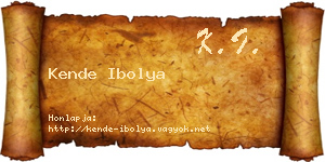 Kende Ibolya névjegykártya